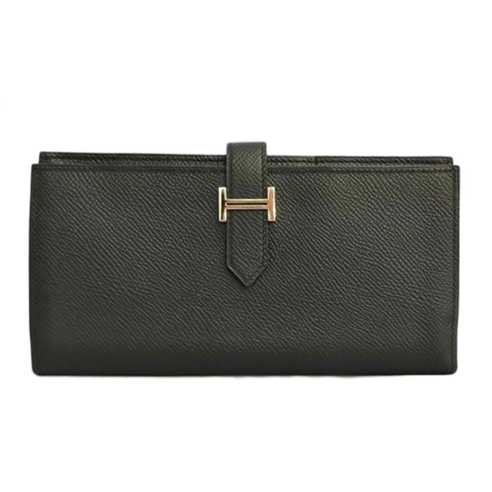 Herms Bearn Soufflet Wallet Black